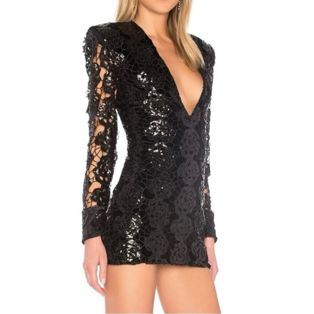 NWT Zhivago Black Sequin Lace Mini  Dress size xs